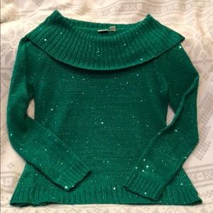 Plus Size Kelly Green Sequined Sweater